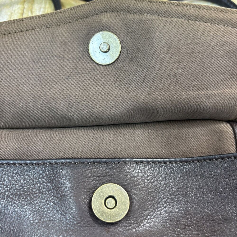 Vtg Fossil Brown Leather Shoulder Bag Purse Organizer Card Slots - Picture 3 of 16